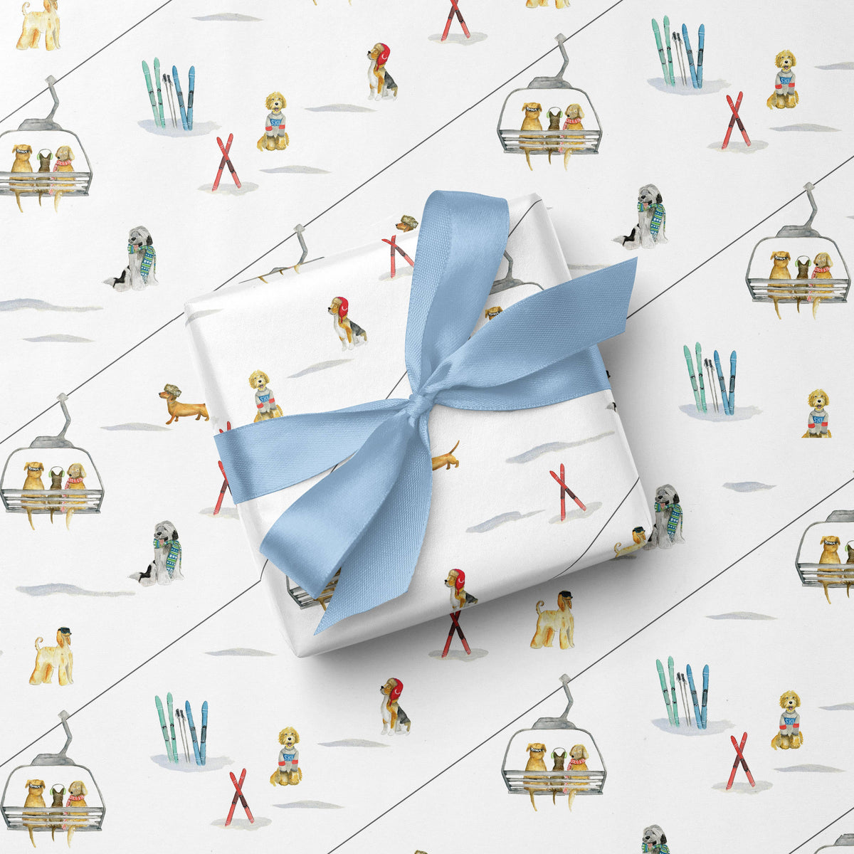 Gift Wrap Holiday - Ski Dogs