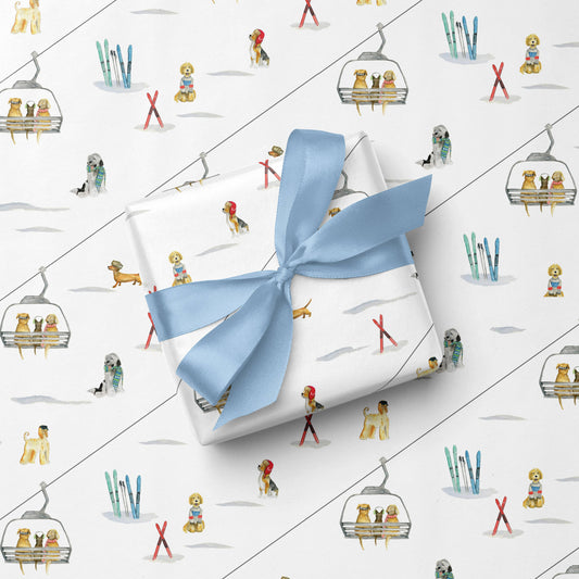 Gift Wrap Holiday - Ski Dogs