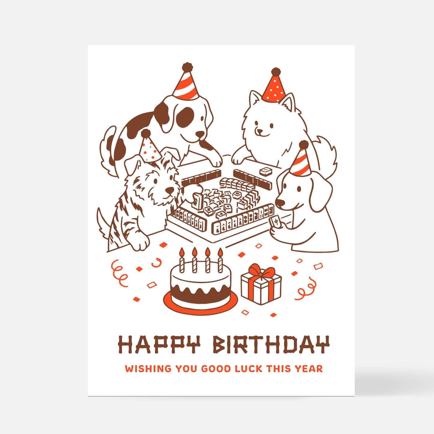 Mahjong Birthday Dogs Card