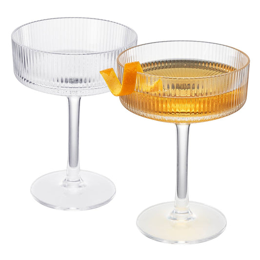 Acrylic Unbreakable Crystal Coupe Glasses | Set of 2 | 8oz