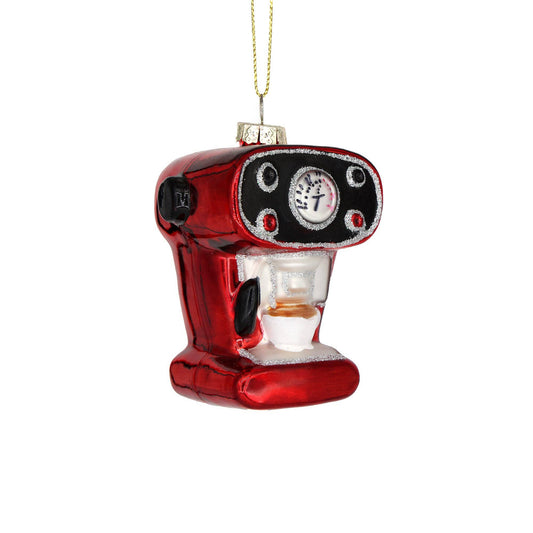 Glass Christmas Ornament Espresso Machine Funny