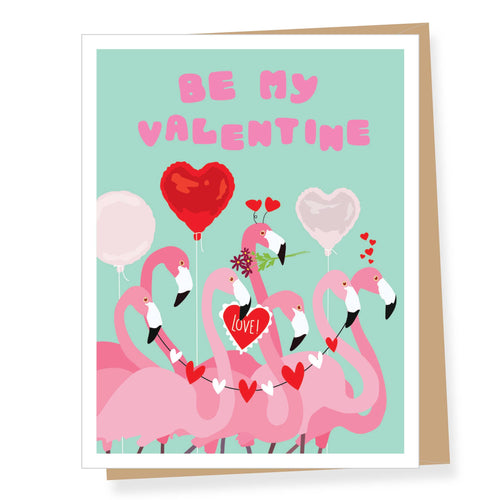 Flamingo Flock Valentine's Day Card - Front & Company: Gift Store