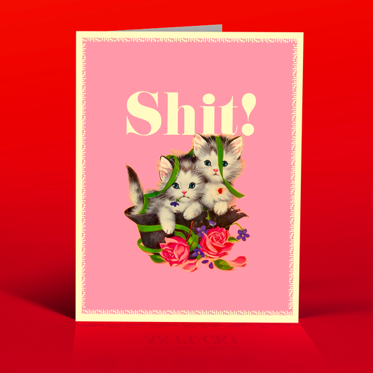 SHIT! kittens funny greeting card