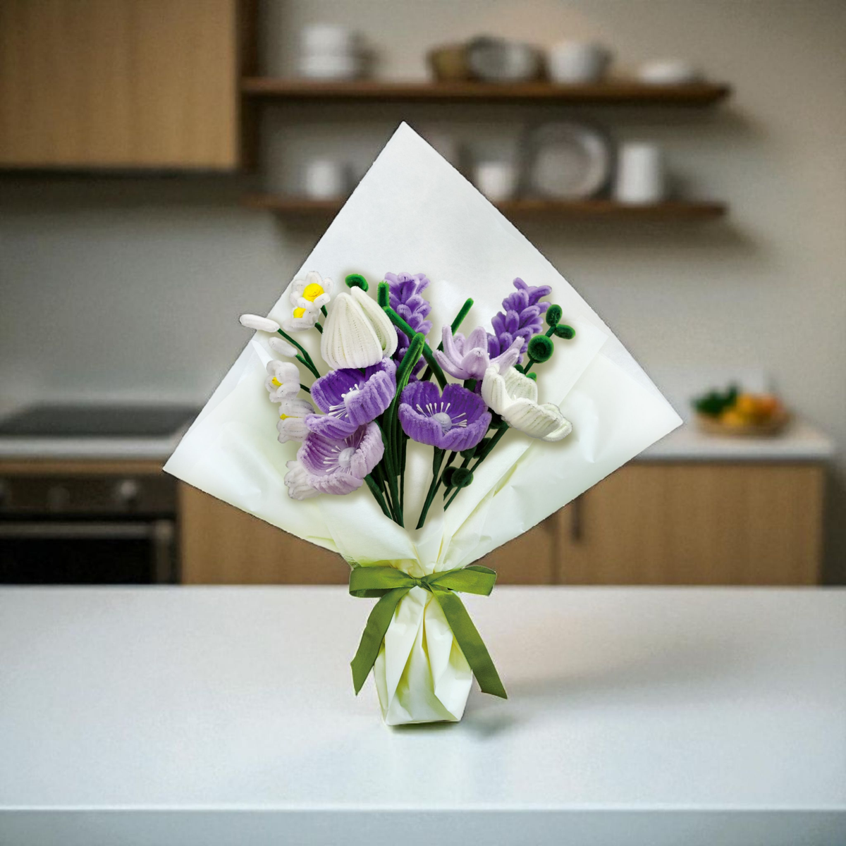 DIY Chenille Flower Bouquet Kit – Purple Mix