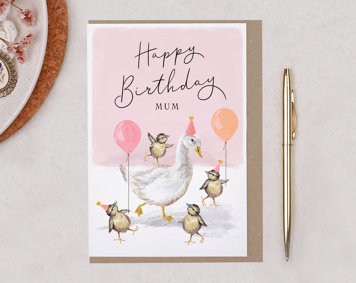 Mum Birthday Card | Goose & Duck Party | Cute Greeting Card