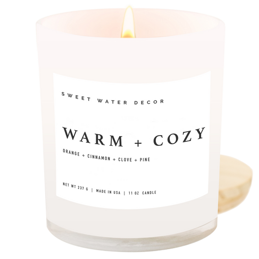Warm and Cozy 11 oz Soy Candle- Christmas Home Decor & Gifts