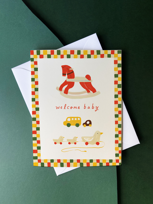 Wooden Toy Baby Card – Sweet Welcome Baby Card