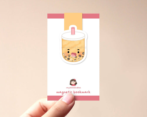 Passion Fruit Tea Boba Magnetic Bookmark - Front & Company: Gift Store
