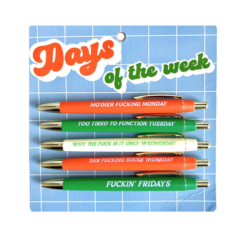 Days Of The Week Pen Set (funny gift, stocking stuffer) - Front & Company: Gift Store