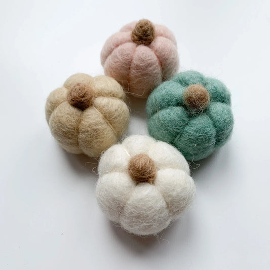 One Farmhouse Neutral Felt Mini Pumpkin