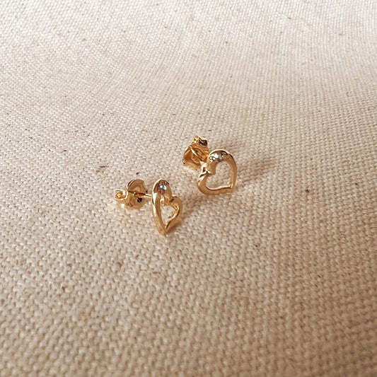 18k Gold Filled Dainty Heart Studs Earrings