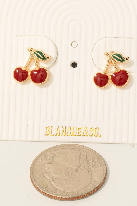 Epoxy Resin Cherry Stud Earrings