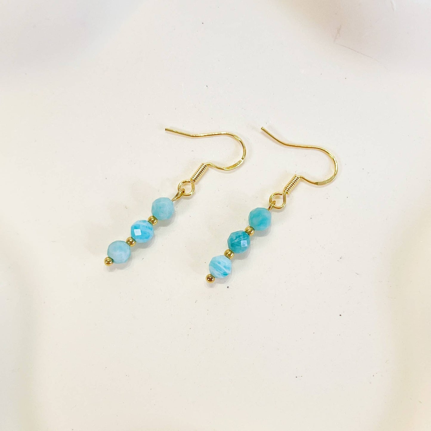 Blue beaded dangle earrings, beads earrings, blue