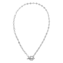 Load image into Gallery viewer, Crystal Clover Paper Clip Chain Toggle Necklace silver
