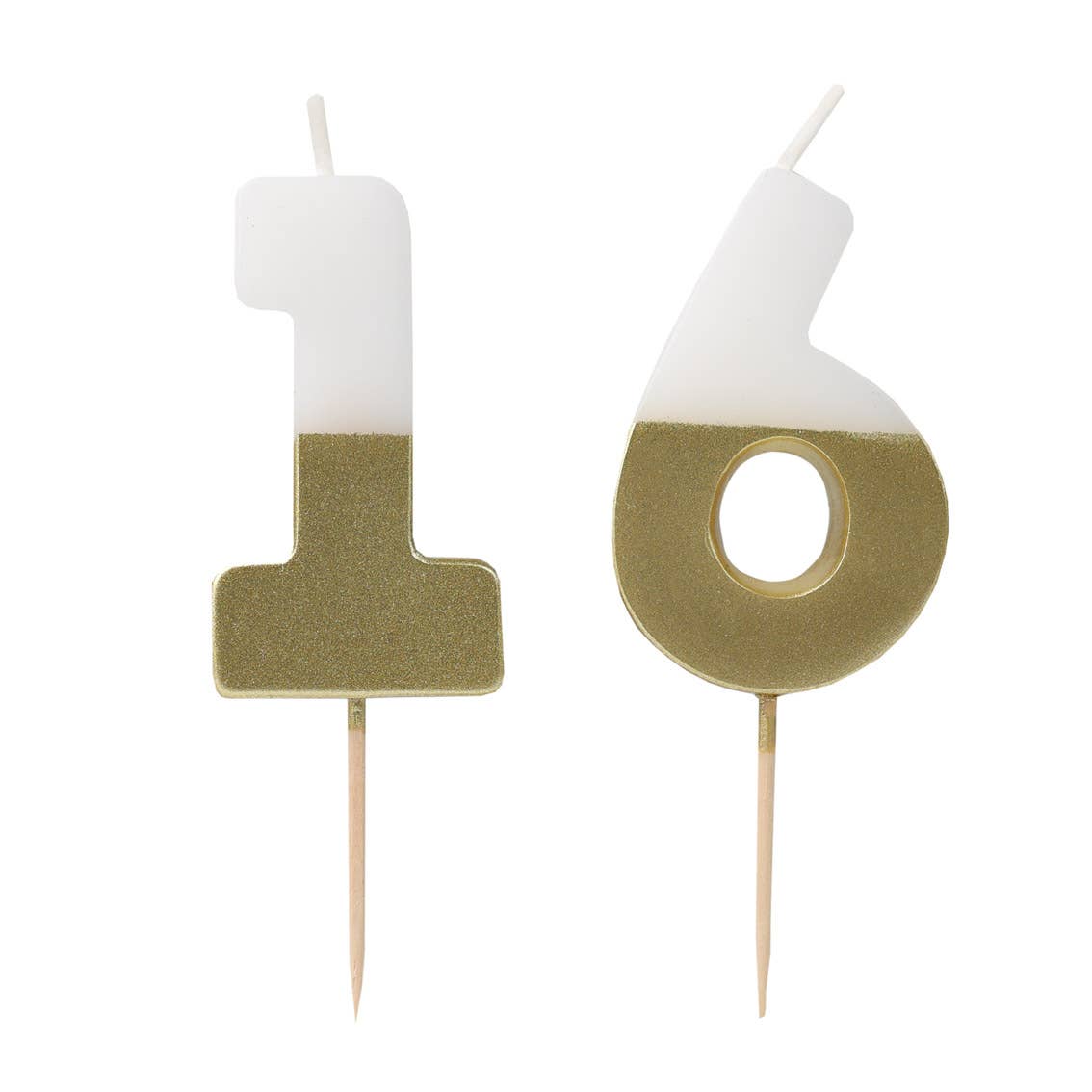 White & Gold Number Candle - 16 | Milestone Birthday |