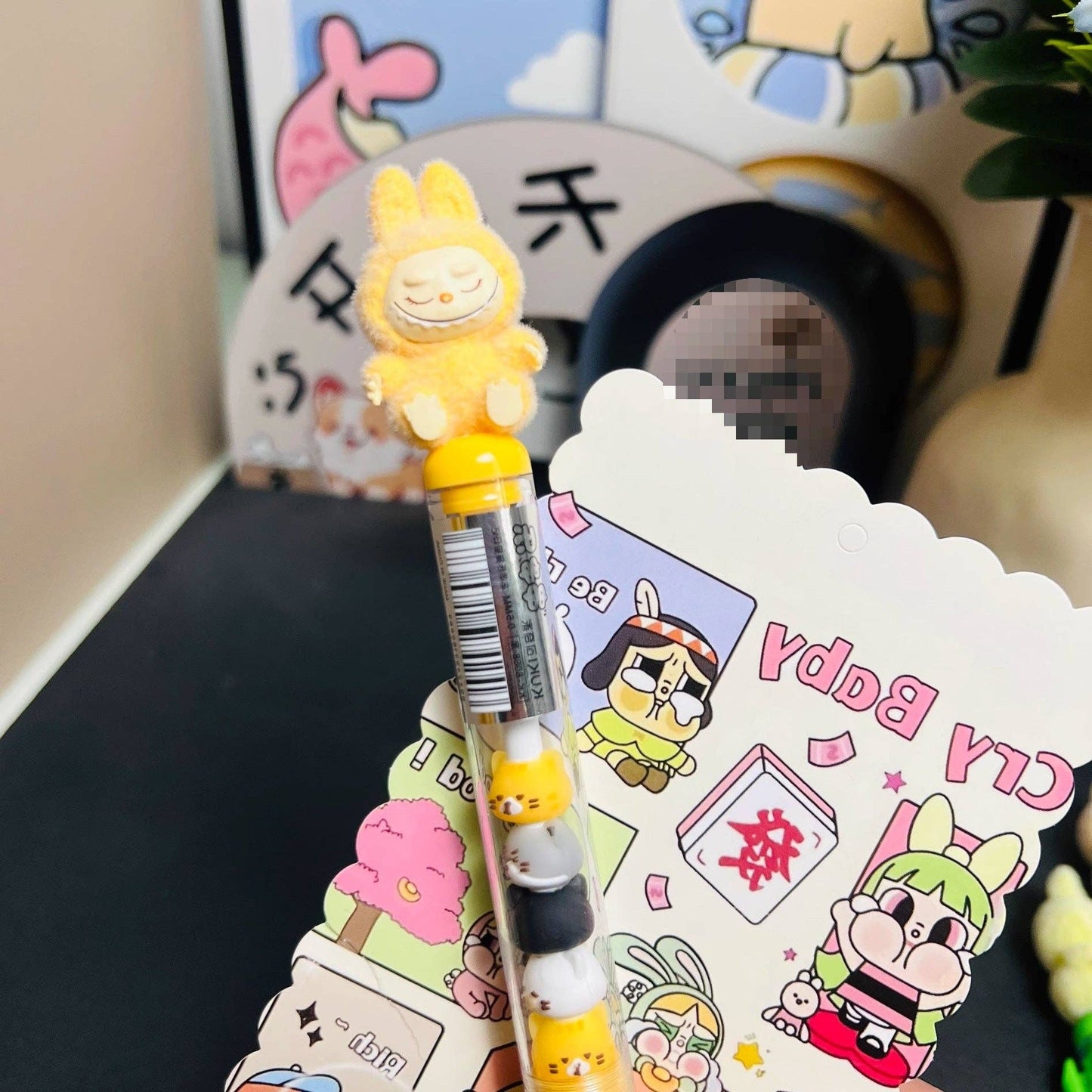 Labubu flocking deco gel pen cute student creative labubu pen