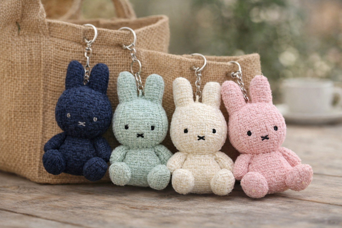 Miffy Tweed Plush Bag Charm Keychain