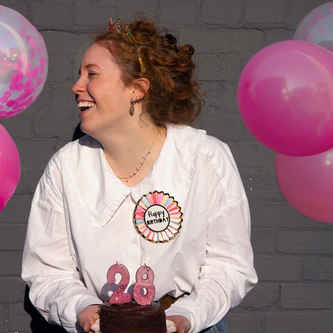 Rose Gold Happy Birthday Badge