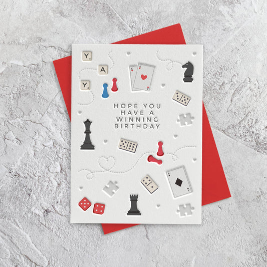 Birthday Board Games Letterpress Style Card