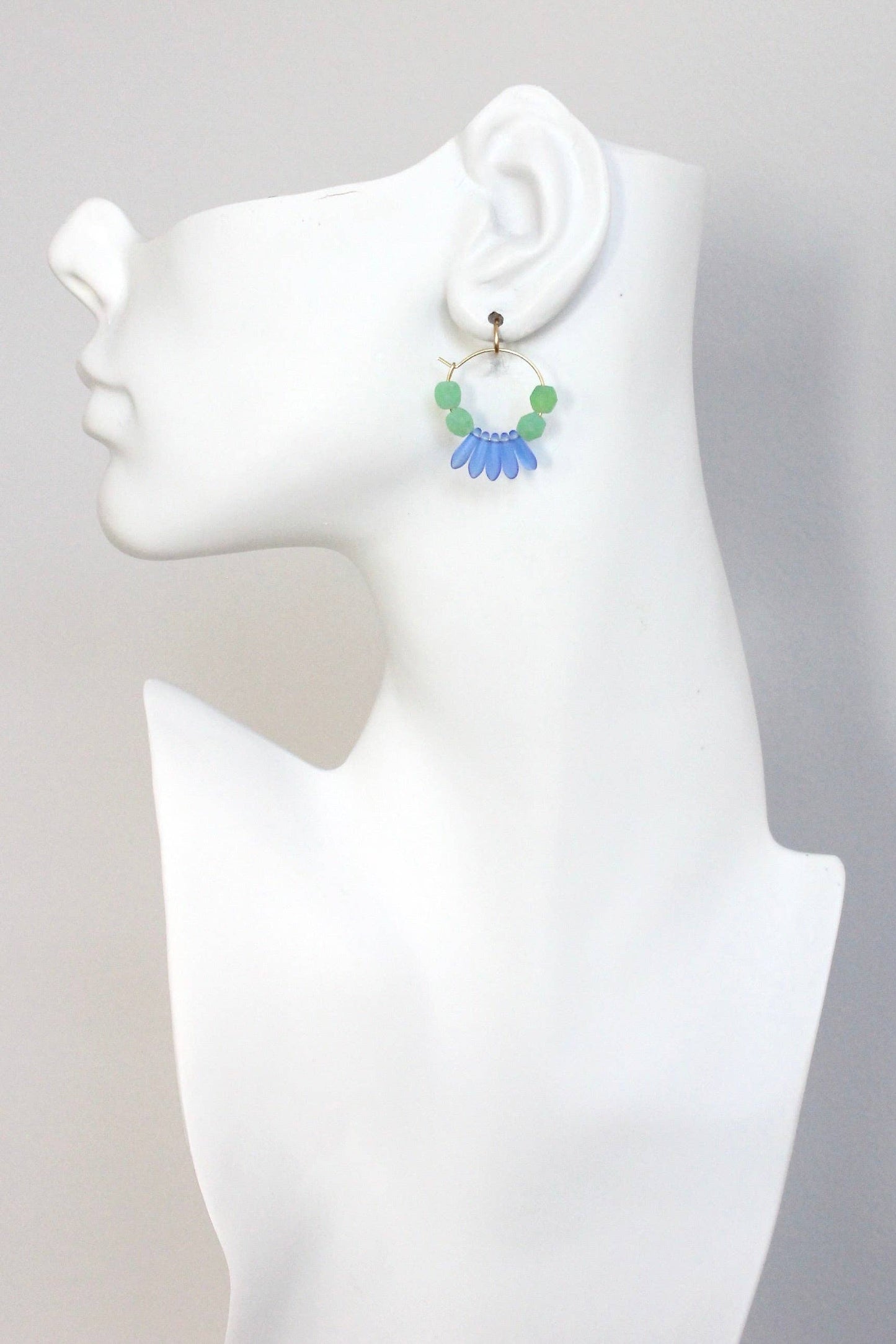KYLE02 cobalt and mint hoop earrings