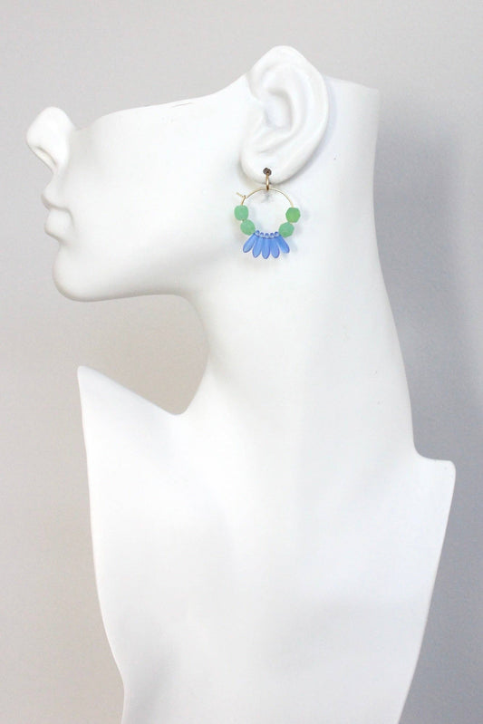 KYLE02 cobalt and mint hoop earrings