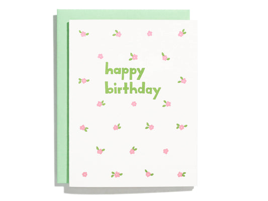 Mini Floral Birthday  - Letterpress Greeting Card