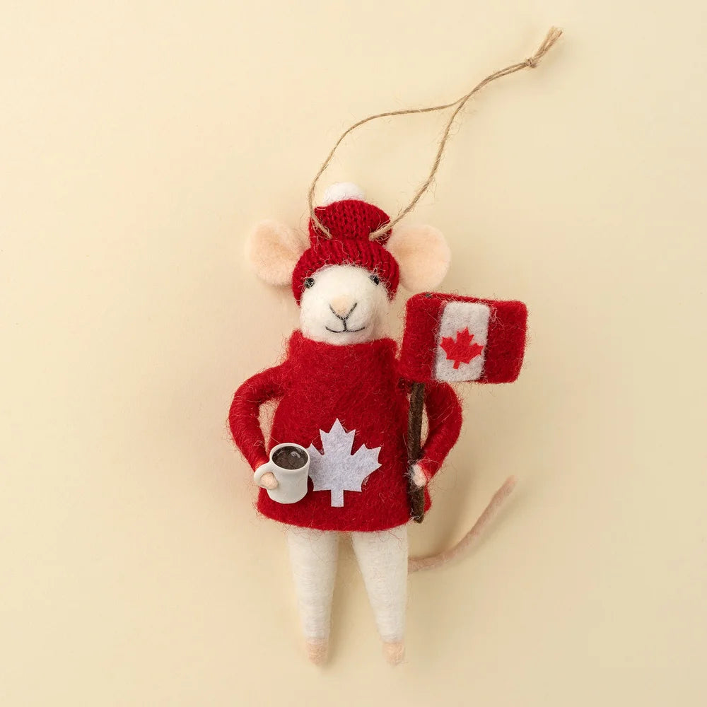 Felt Mice Ornament: Cozy Canuck Mouse Holiday Ornament