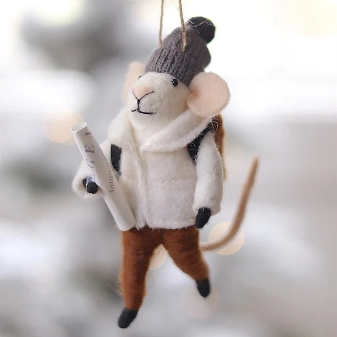 Felt Mice Ornament: Bundled Benjamin Mouse Holiday Ornament