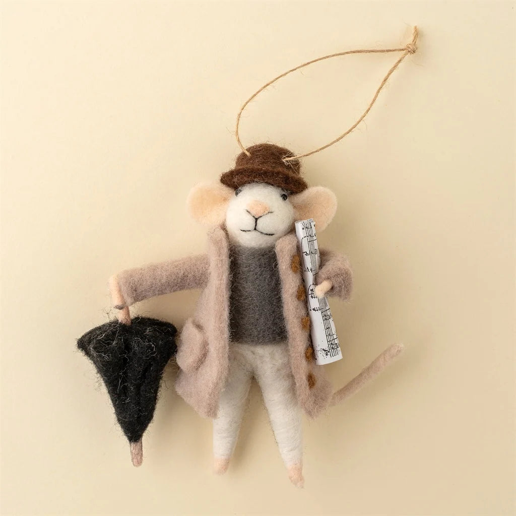 Felt Mice Ornament: Rainy Day Ralph Mouse Holiday Ornament