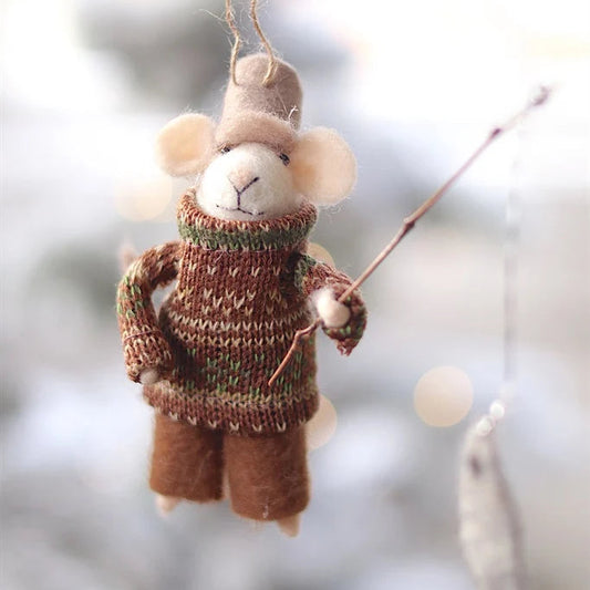 Felt Mice Ornament: Fisherman Frank Mouse Holiday Ornament
