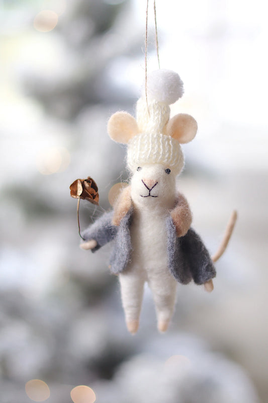 Gilded Rose Glen Mouse Holiday Ornament