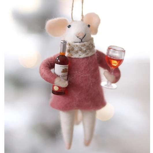 Felt Mice Ornament: Merlot Millie Mouse Holiday Ornament