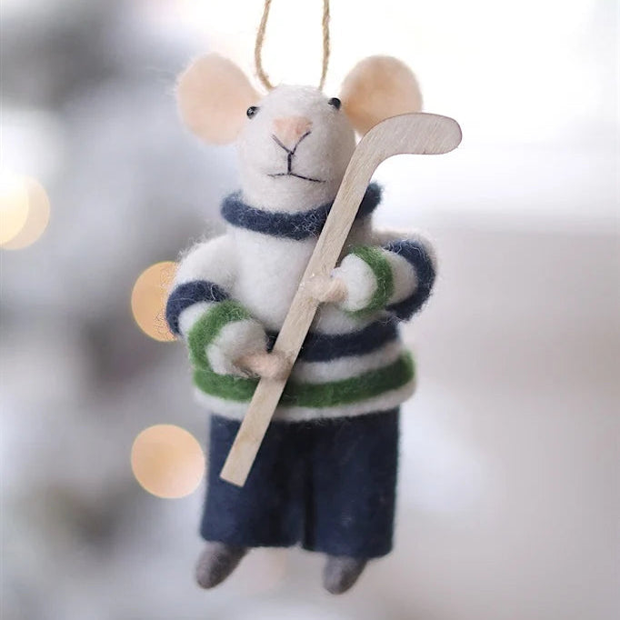 Felt Mice Ornament: Hockey Hal Mouse Holiday Ornament