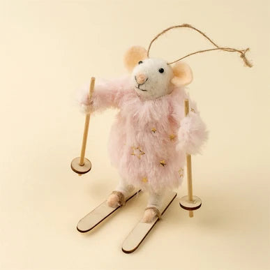 Felt Mice Ornament: Skiing Sophie Mouse Holiday Ornament