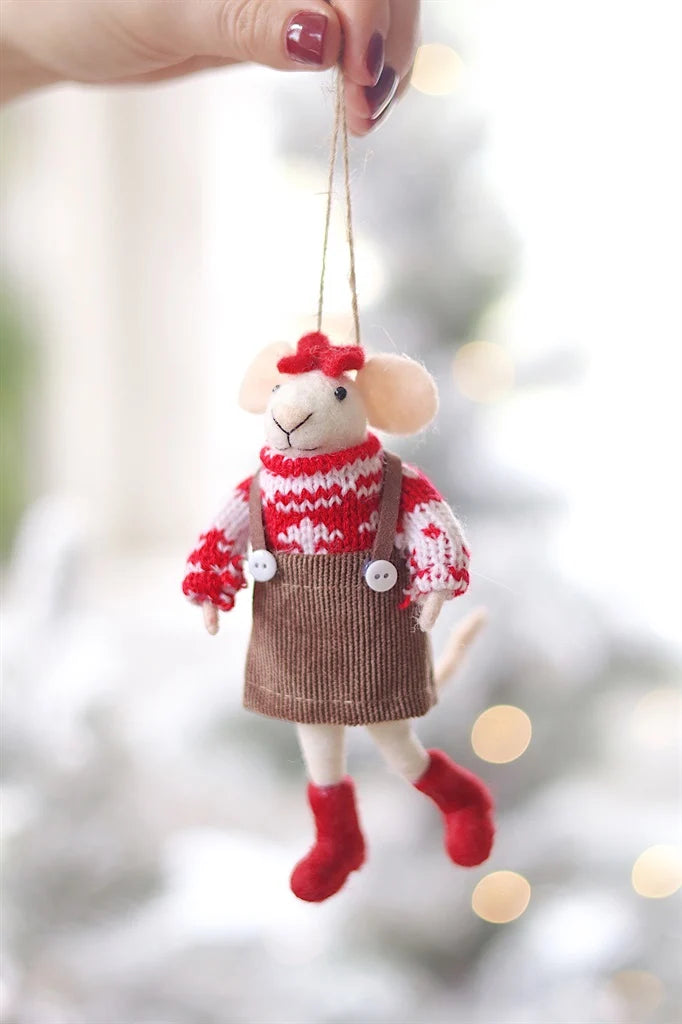 Felt Mice Ornament: Merry Mabel Mouse Holiday Ornament