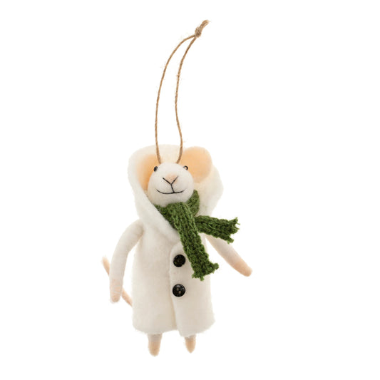 Felt Mouse Ornament:  Overcoat Odette Mouse Holiday Ornament