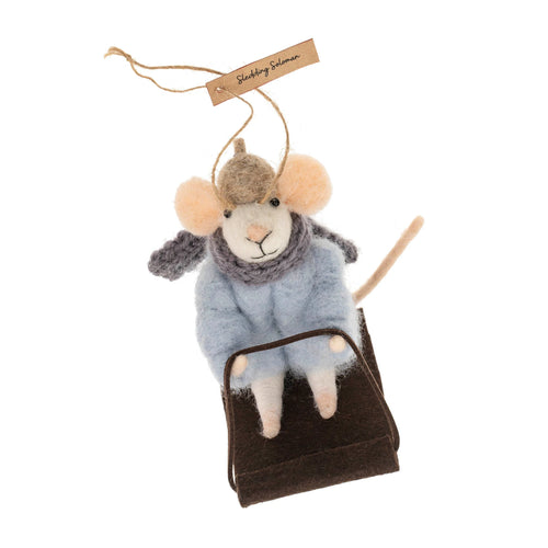 Felt Mouse Ornament - Sledding Soloman - Front & Company: Gift Store