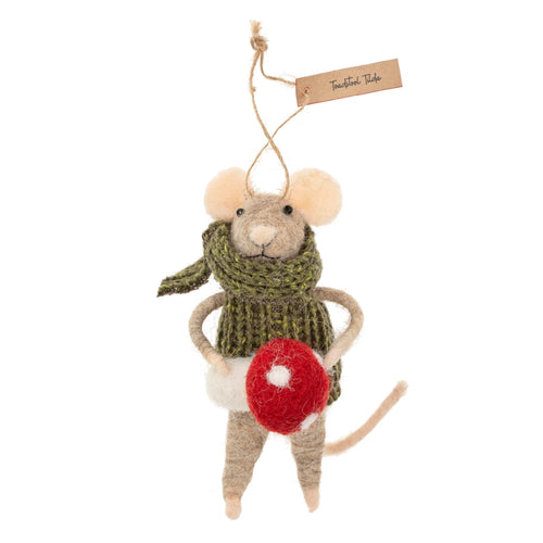 Felt Mouse Ornament - Toadstool Tilda - Front & Company: Gift Store