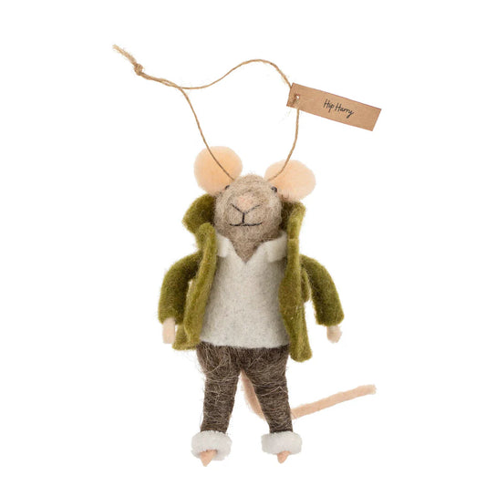 Felt Mouse Ornament:  Hip Harry Mouse Holiday Ornament
