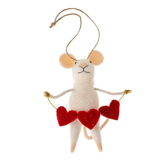 Felt Mouse Ornament:  Heart Full Mouse Holiday Ornament