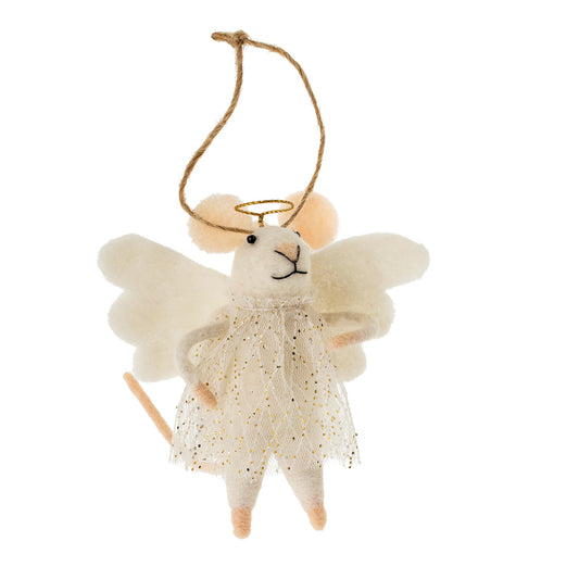 Felt Mouse Ornament:  Heavenly Hana Mouse