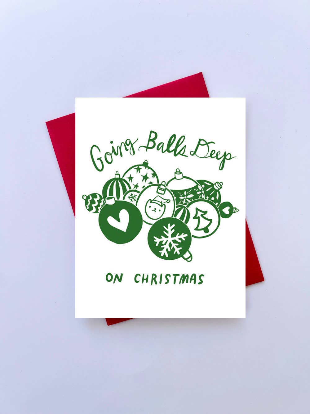 Balls deep - letterpress Christmas card