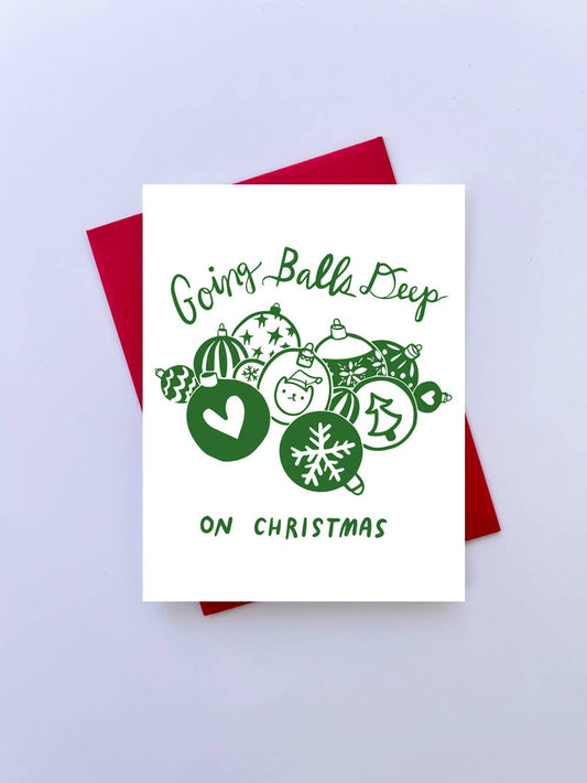 Balls deep - letterpress Christmas card