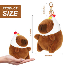 Load image into Gallery viewer, Capybara Chicken Hat Plush Keychain
