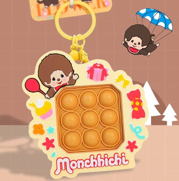 Monchhichi Push Pop Keychain – Sensory Fidget Bag Charm