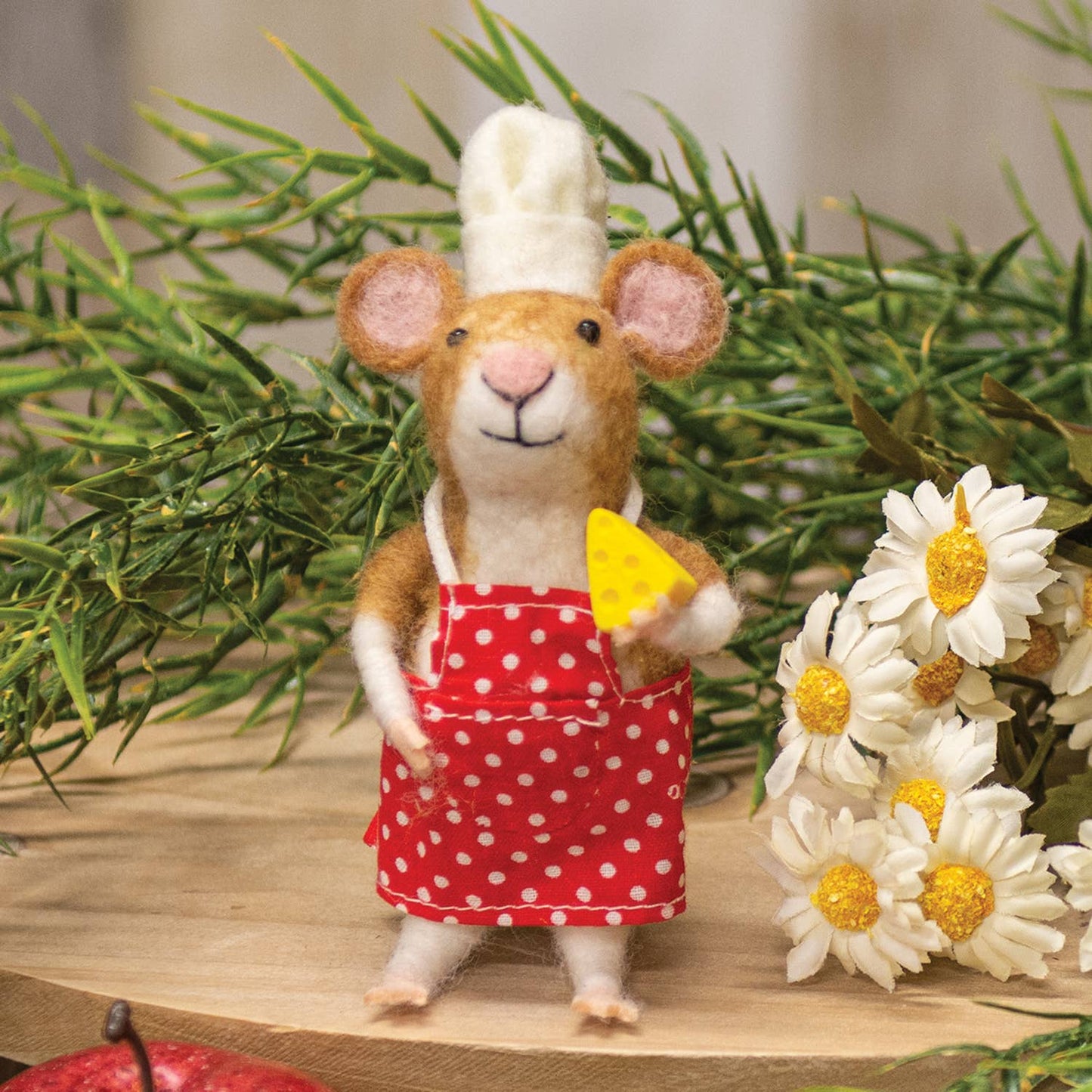 Chef Mouse with Cheese Felted Ornament