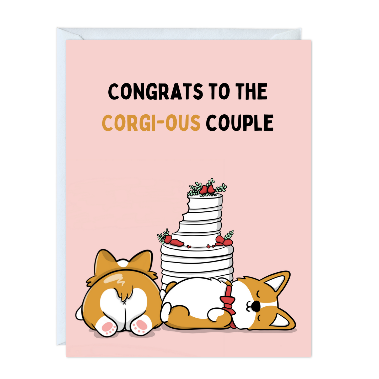 Corgi Pun Wedding Couple Engagement Card (Corgi-ous Couple)