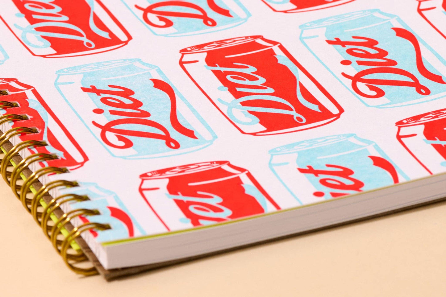 Modern Letterpress Spiral Notebook- Diet Soda Warhol Pop Art