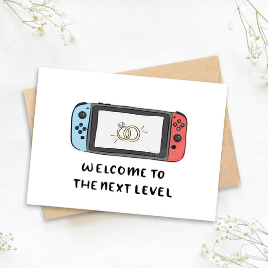 Welcome To The Next Level Wedding Card