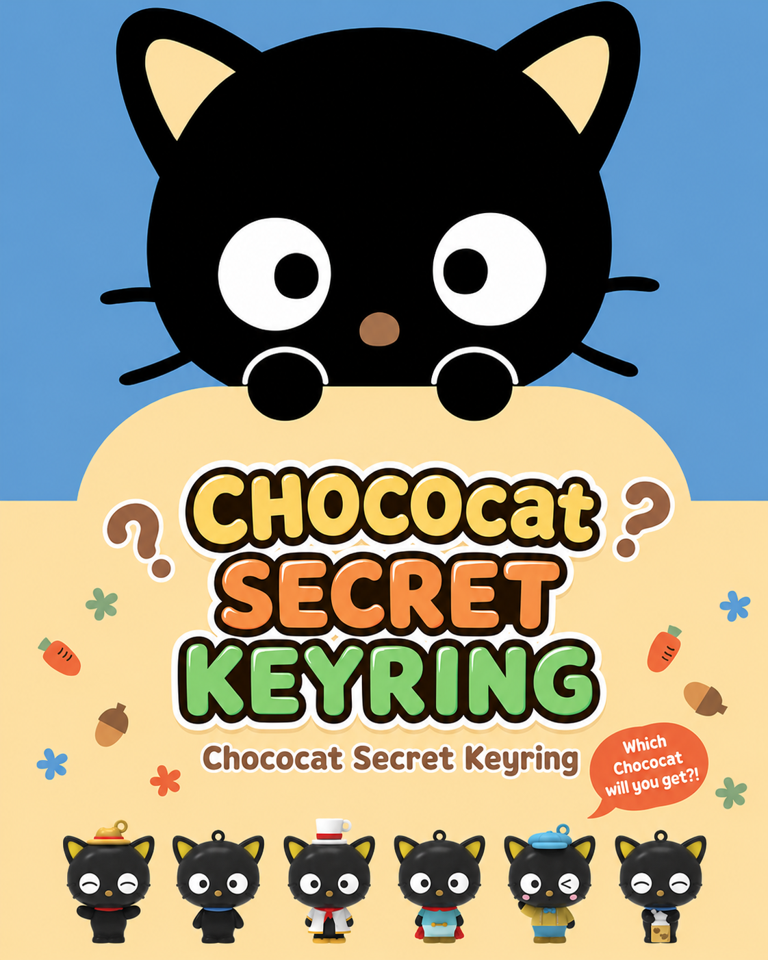 Limited New! Sanrio Secret Random Keyring - Chococat